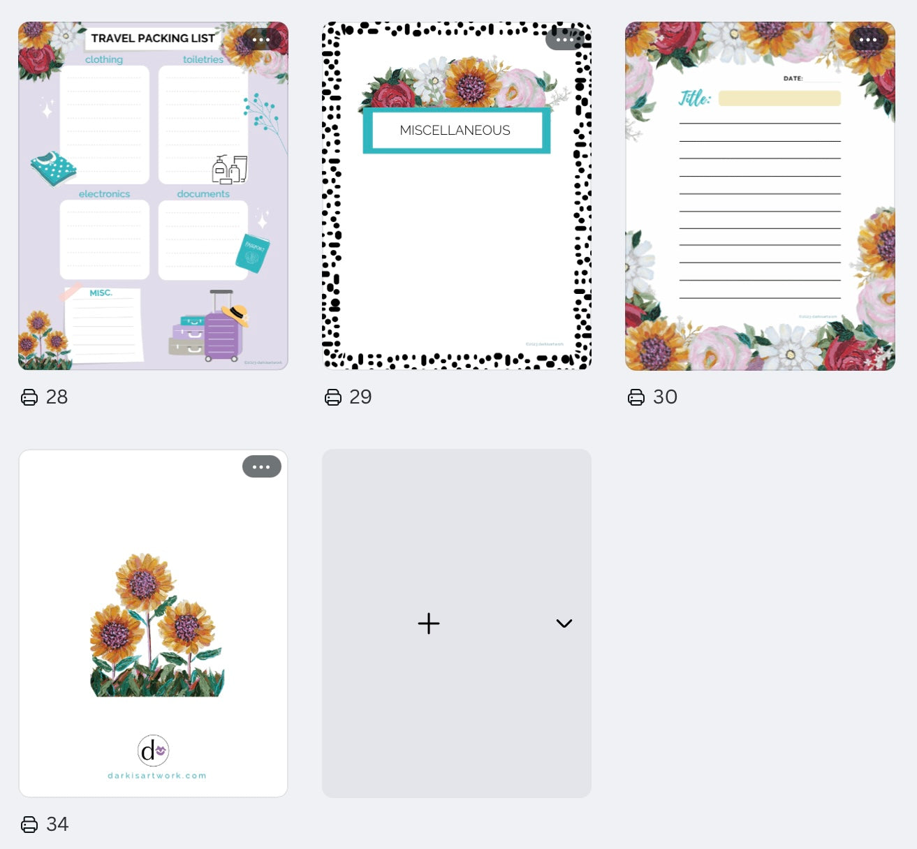 Digital Download Planner Sunflower Florals