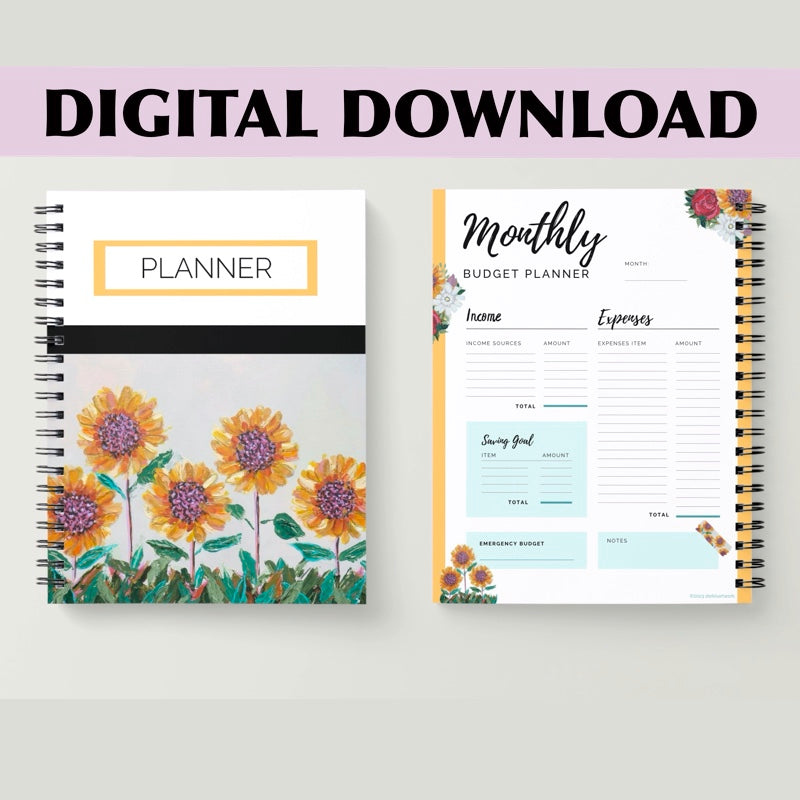 Digital Download Planner Sunflower Florals