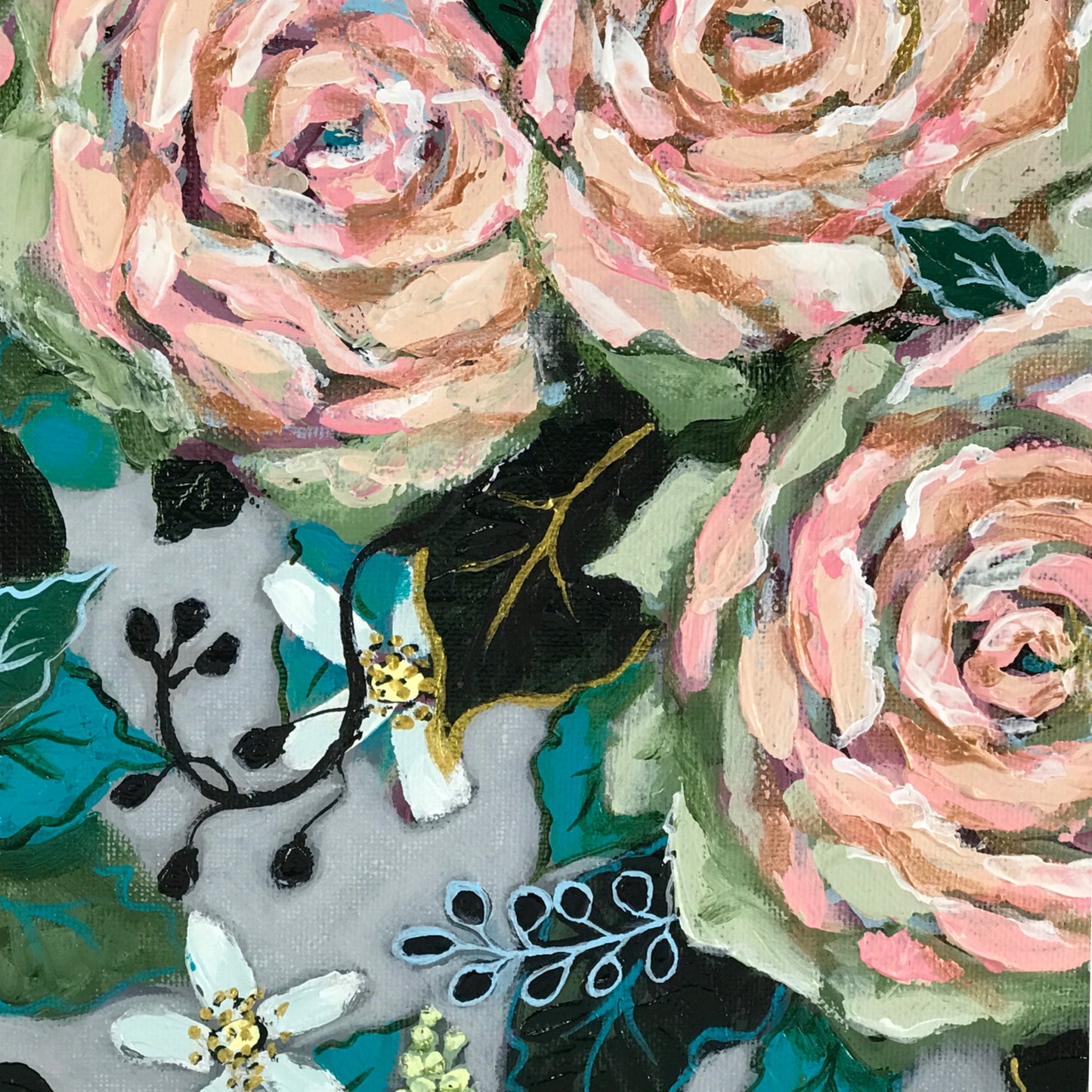 Winter Floral Hand-painted Original #1