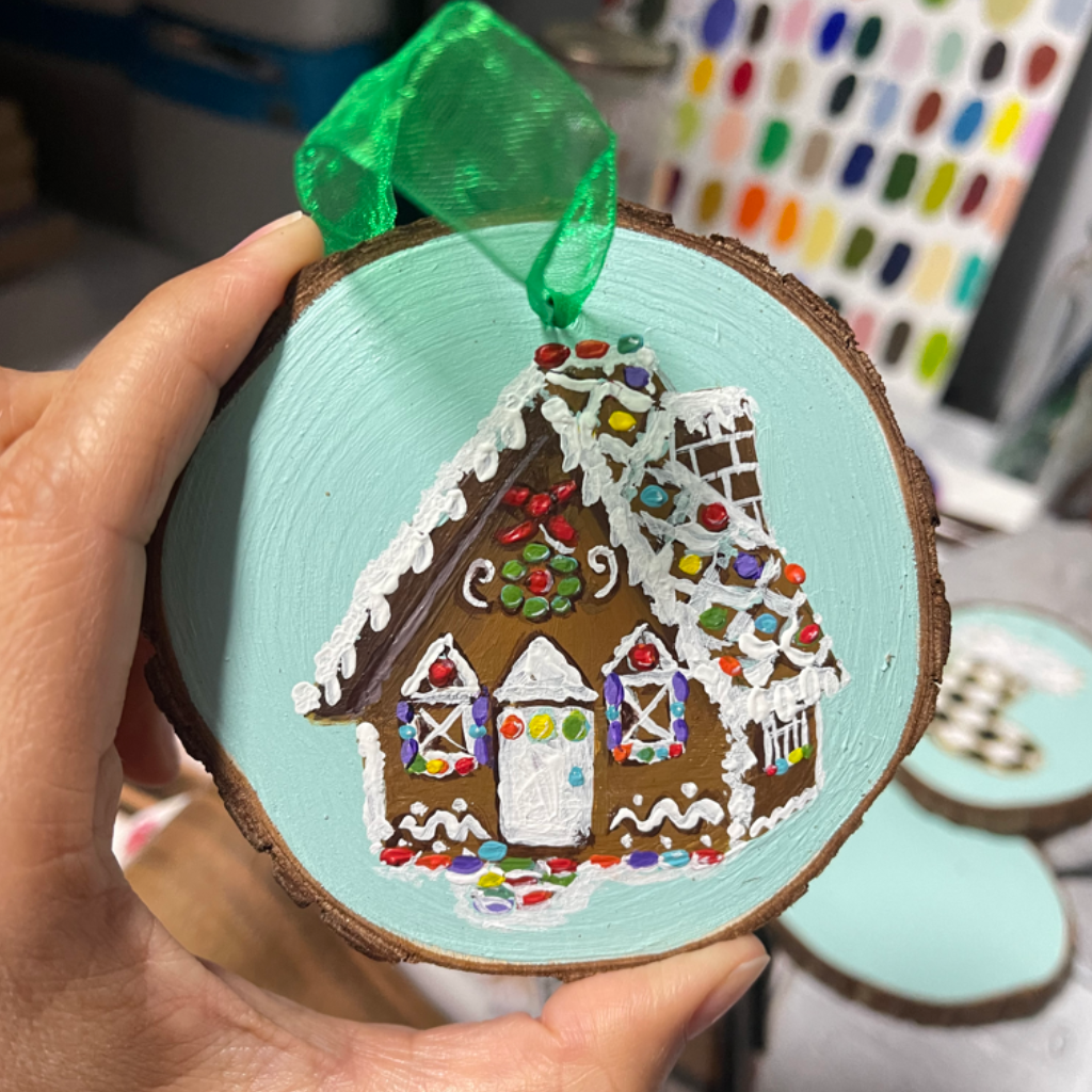 Hand-painted Original Christmas Ornament - Ginger Bread House