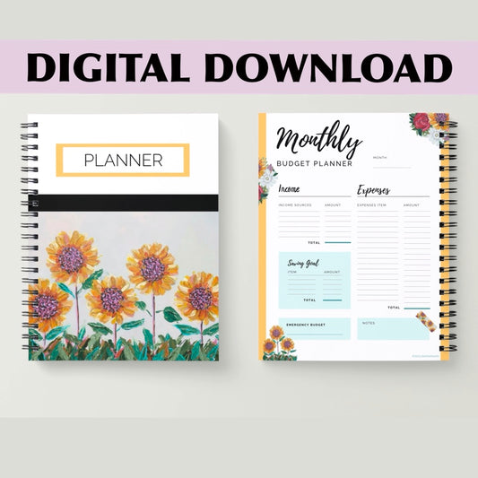 Digital Download Planner Sunflower Florals