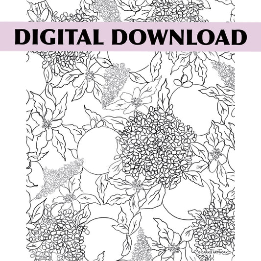Digital Download Florals Coloring Page